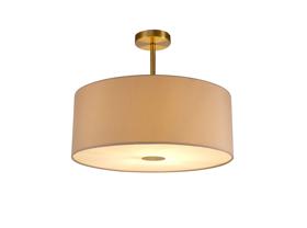 DK0184  Baymont 50cm Semi Flush 1 Light Antique Brass, Nude Beige/Moonlight, Frosted Diffuser
